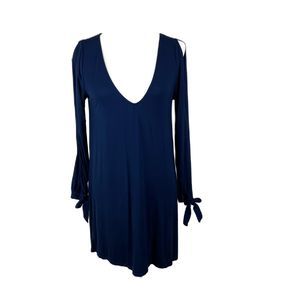 Lulu's Dress Women Small Blue Glory Of Love Shift Cold Shoulder A-Line Mini